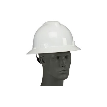 Msa Safety Full Brim Hard Hat With Wheel Ratchet Suspension, White, SWX00358 SWX00358